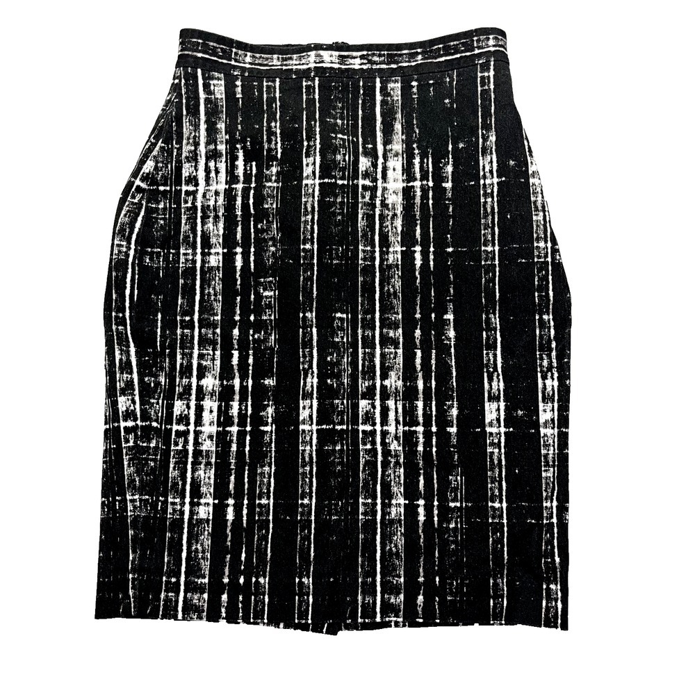 Banana Republic Women's Sz 0 Black White Midi Sloan Pencil Skirt Office Work